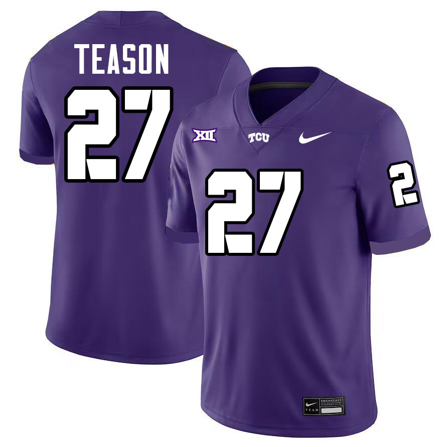 #27 Michael Teason TCU Jersey,Texas Christian University Horned Frogs Football Jersey-Purple